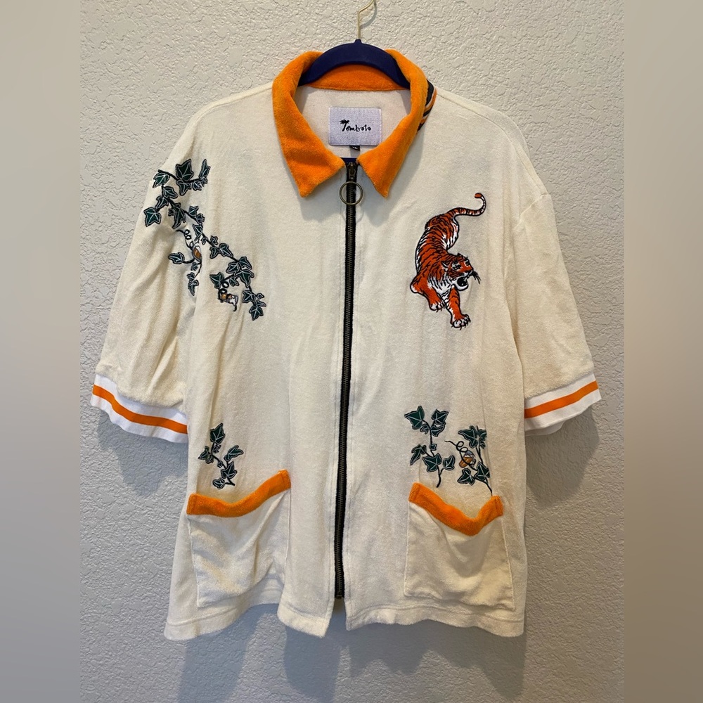 'Crouching Tiger Hidden Beverage' Cabana Shirt XL terry cloth Tombolo Company